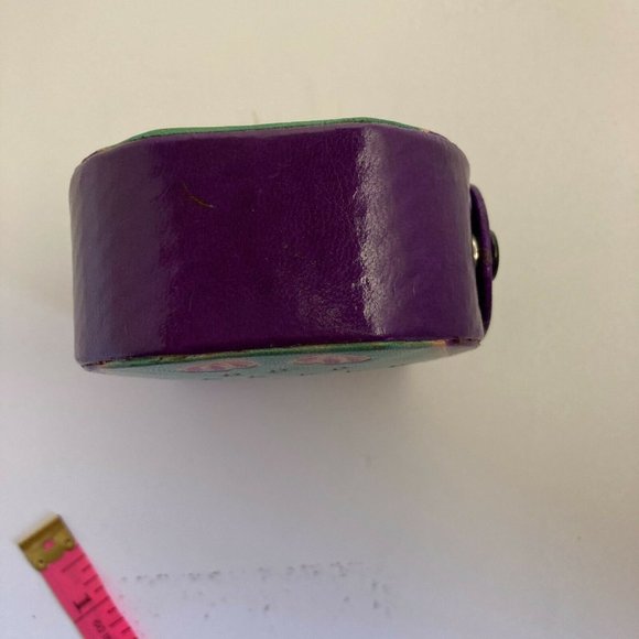 🦉 Painted Leather Owl Snap Coin Purse Purple - Picture 7 of 8